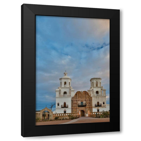 USA- Arizona- Tucson. Mission San Xavier del Bac Black Modern Wood Framed Art Print by Gulin, Darrell
