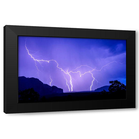 stormy-lightning Black Modern Wood Framed Art Print by Theodore, George