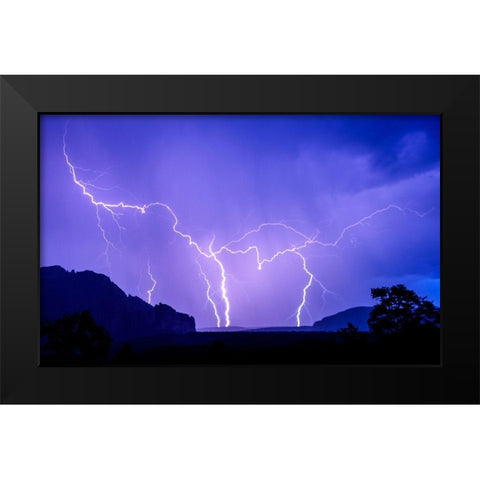 stormy-lightning Black Modern Wood Framed Art Print by Theodore, George