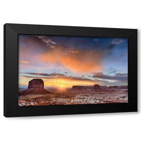 Sunrise-Monument Valley Black Modern Wood Framed Art Print with Double Matting by Ford, John