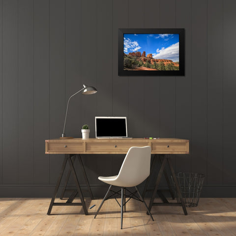 Sedona- Arizona. Cathedral Rock trailhead Black Modern Wood Framed Art Print by Sienda, Jolly