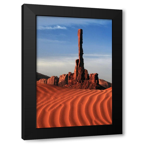 Totem pole-sand ripples-Monument Valley-Arizona-USA Black Modern Wood Framed Art Print with Double Matting by Hersen, Michel