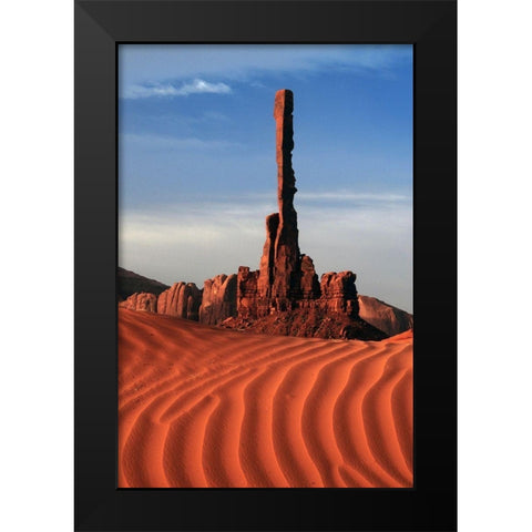 Totem pole-sand ripples-Monument Valley-Arizona-USA Black Modern Wood Framed Art Print by Hersen, Michel