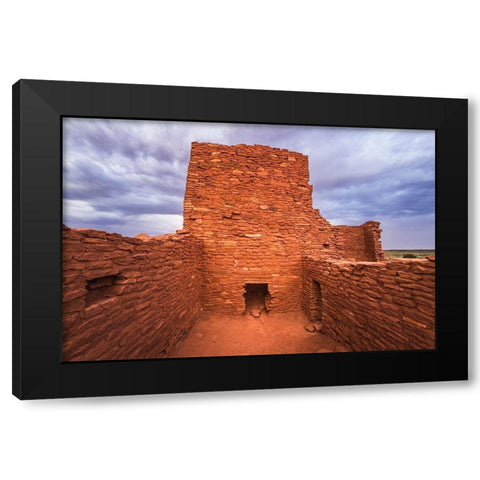 Approaching storm over Wukoki Ruin-Wupatki National Monument-Arizona Black Modern Wood Framed Art Print with Double Matting by Bishop, Russ