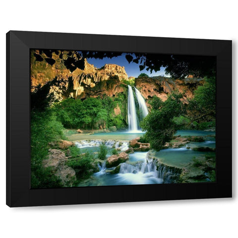 Havasu Falls at the bottom of the Grand Canyon in Arizona Black Modern Wood Framed Art Print by SMO