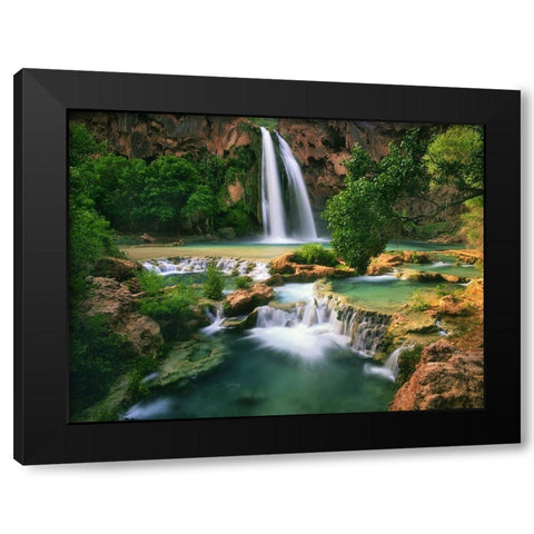 Havasu Falls at the bottom of the Grand Canyon in Arizona Black Modern Wood Framed Art Print by SMO
