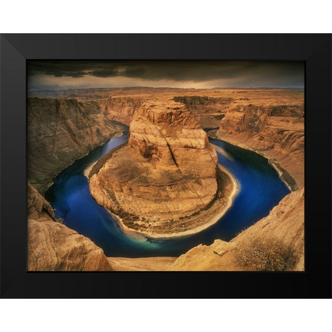 Horseshoe bend of Colorado River in marble canyon on its way to the Grand Canyon Black Modern Wood Framed Art Print by SMO