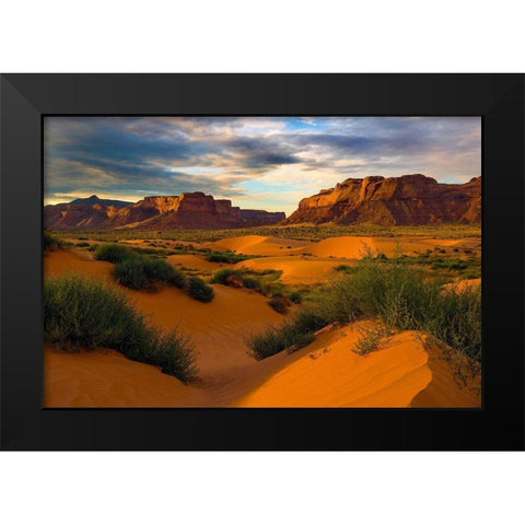 Lukachukai desert sand dunes in northern Arizona Black Modern Wood Framed Art Print by SMO