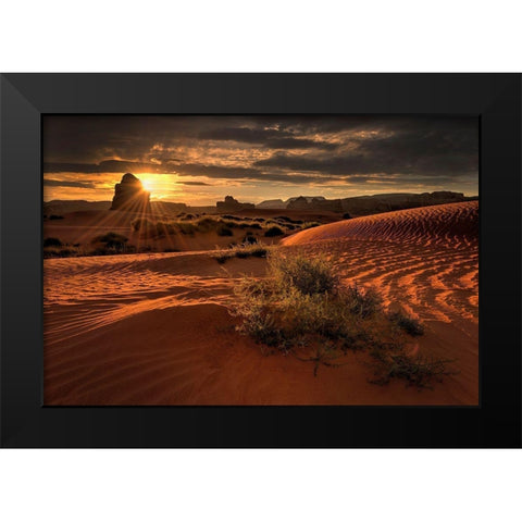 Lukashenka desert sand dunes in northern Arizona Black Modern Wood Framed Art Print by SMO