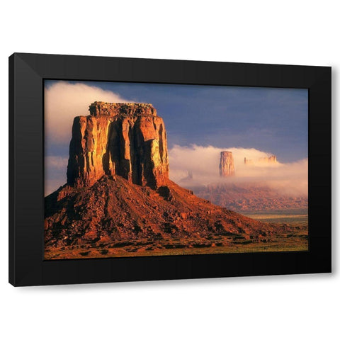 Clouds dance in the buttes in Monument Valley-on the Arizona-Utah border Black Modern Wood Framed Art Print by SMO