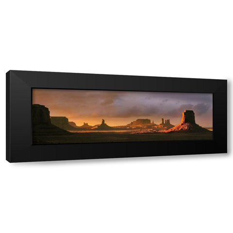 Last light bathes Monument Valley in deep oranges and lavenders on the Arizona-Utah border Black Modern Wood Framed Art Print by SMO
