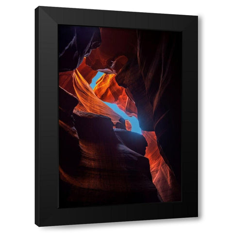 Antelope Canyon-a swirling sandstone slot canyon near Lake Powell in northern Arizona Black Modern Wood Framed Art Print with Double Matting by SMO
