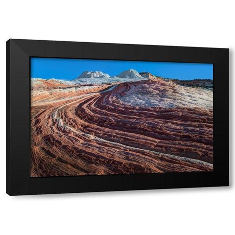 Swirls of colored sandstone in the white pockets area in northern Arizona Black Modern Wood Framed Art Print by SMO