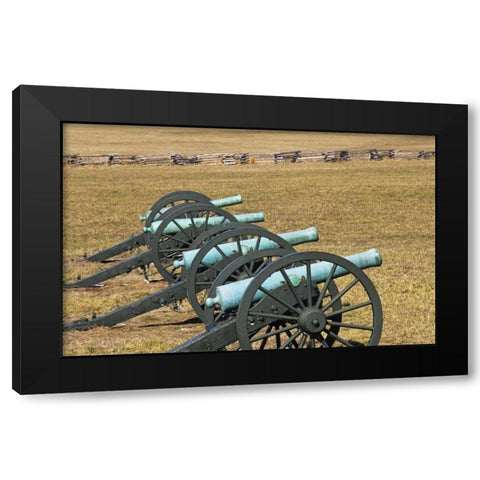 Arkansas Civil War cannons at Pea Ridge Park Black Modern Wood Framed Art Print with Double Matting by Flaherty, Dennis