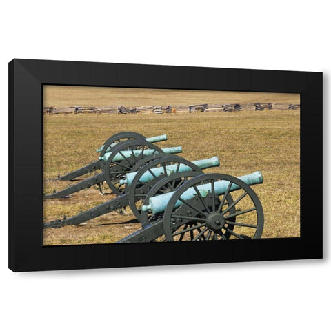 Arkansas Civil War cannons at Pea Ridge Park Black Modern Wood Framed Art Print by Flaherty, Dennis