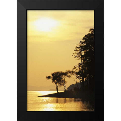 Arkansas Sunset on Lake Ouachita, Ouachita NF Black Modern Wood Framed Art Print by Flaherty, Dennis