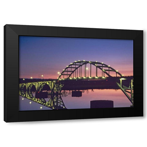 Arkansas, Ozark Ozark Bridge over Arkansas River Black Modern Wood Framed Art Print with Double Matting by Flaherty, Dennis