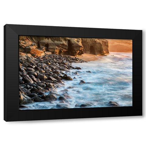 California-La Jolla-Boomer Beach shoreline Black Modern Wood Framed Art Print by Collins, Ann