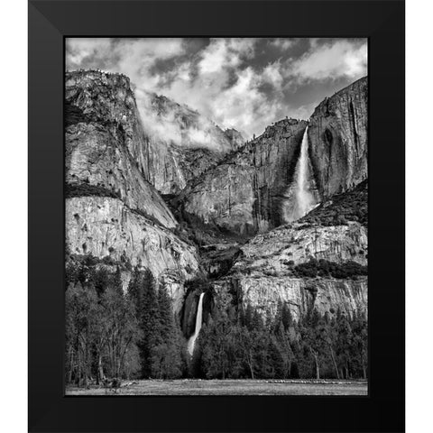 California-Yosemite National Park-Upper and Lower Yosemite Falls at sunrise Black Modern Wood Framed Art Print by Collins, Ann