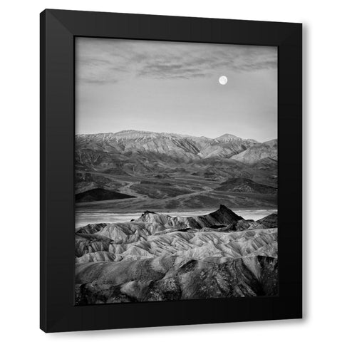 USA-California-Death Valley National Park Moon setting at dawn over Zabriskie Point Black Modern Wood Framed Art Print with Double Matting by Collins, Ann