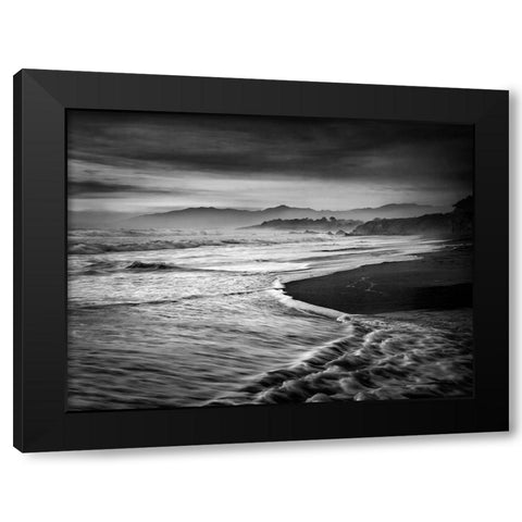 USA-California-Cambria Dusk at Moonstone Beach Black Modern Wood Framed Art Print with Double Matting by Collins, Ann