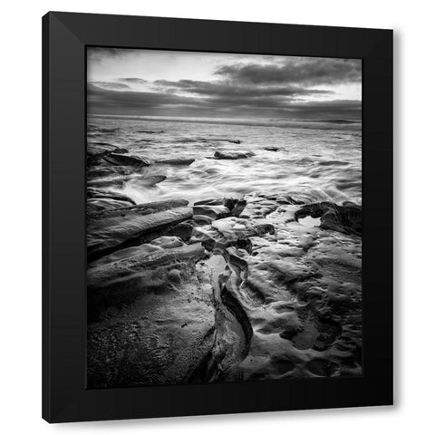 USA-California-La Jolla Dusk and surf at Coast Blvd Park Black Modern Wood Framed Art Print by Collins, Ann
