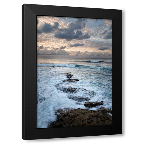 USA-California-La Jolla Ocean waves and rocks at dusk Black Modern Wood Framed Art Print with Double Matting by Collins, Ann