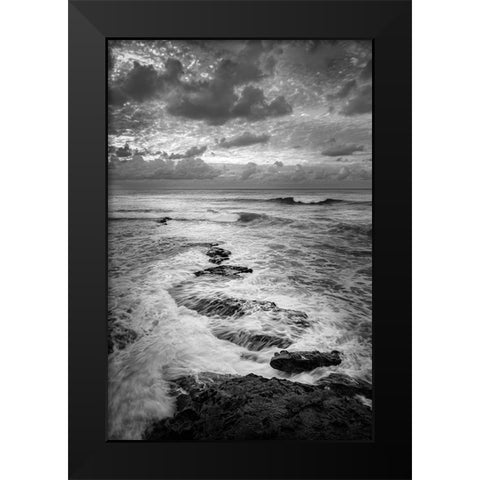 USA-California-La Jolla Ocean and rocks at dusk Black Modern Wood Framed Art Print by Collins, Ann