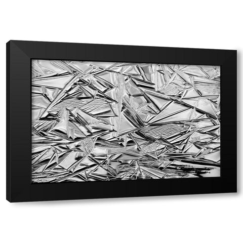 USA-California-Yosemite National Park Winter ice patterns on the Merced River Black Modern Wood Framed Art Print with Double Matting by Collins, Ann