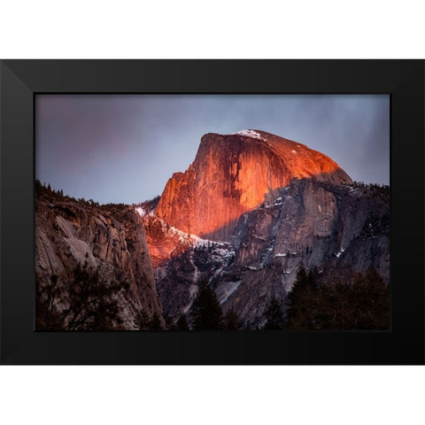 USA-California-Yosemite National Park Sunset light hits Half Dome in winter Black Modern Wood Framed Art Print by Collins, Ann