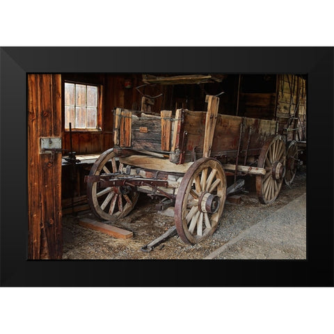 Abandoned ore wagon-Bodie State Historic Park-California Black Modern Wood Framed Art Print by Jones, Adam