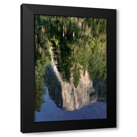 El Capitan reflected on Merced River-Yosemite National Park-California Black Modern Wood Framed Art Print with Double Matting by Jones, Adam