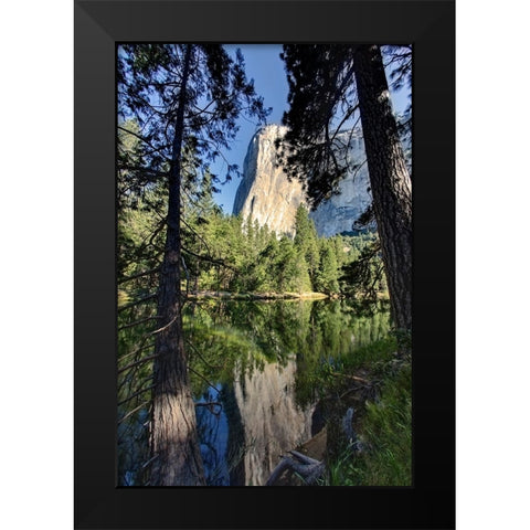 El Capitan reflected on Merced River-Yosemite National Park-California Black Modern Wood Framed Art Print by Jones, Adam
