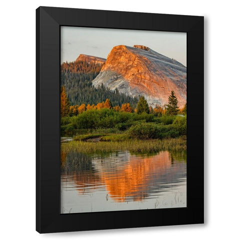 Tuolumne Meadows and Lembert Dome reflected in Tuolumne River Black Modern Wood Framed Art Print by Jones, Adam