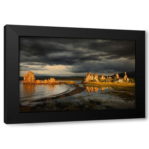 Sunset light on tufa formation-Mono Lake-Tufa State Natural Reserve-California Black Modern Wood Framed Art Print by Jones, Adam
