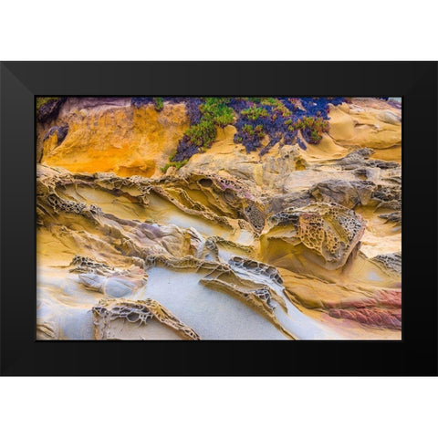 Rocky Formations at Bean Hollow Beach-California-USA Black Modern Wood Framed Art Print by Miller, Anna