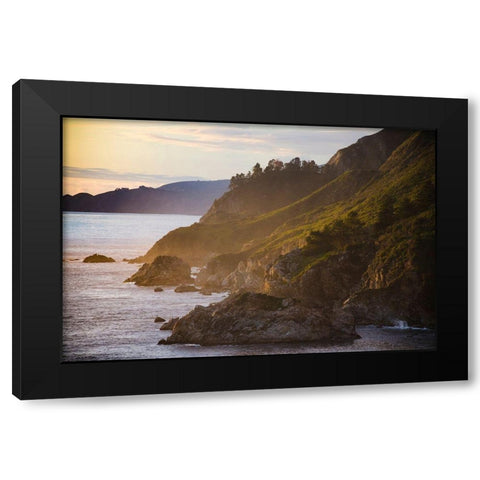 Coastal Cliffs at Sunset-Julia Pfeiffer Burns State Park-Big Sur-California-USA Black Modern Wood Framed Art Print by Miller, Anna