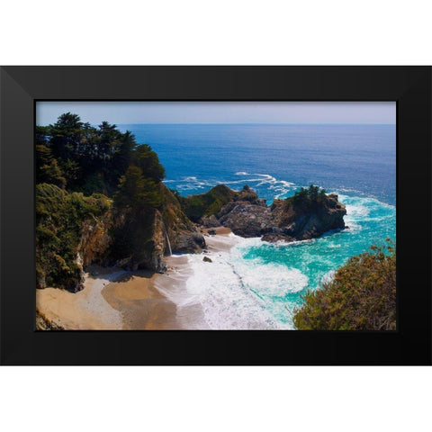McWay Falls-Julia Pfeiffer Burns State Park-Big Sur-California-USA Black Modern Wood Framed Art Print by Miller, Anna