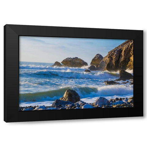 Large Waves on Rockaway Beach-Pacifica-California-USA Black Modern Wood Framed Art Print with Double Matting by Miller, Anna