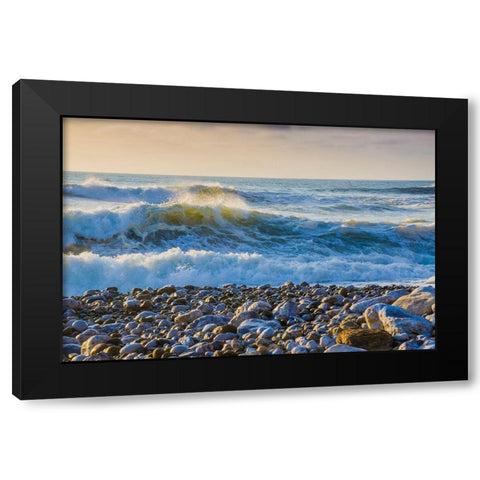 Large Waves on Rockaway Beach-Pacifica-California-USA Black Modern Wood Framed Art Print by Miller, Anna