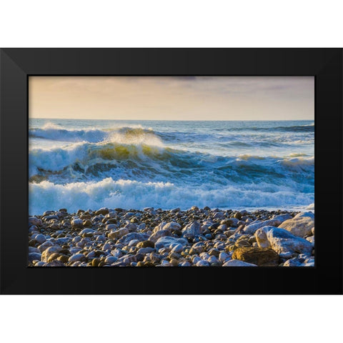 Large Waves on Rockaway Beach-Pacifica-California-USA Black Modern Wood Framed Art Print by Miller, Anna