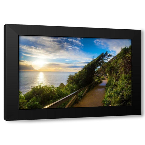 Sunset-Julia Pfeiffer Burns State Park-Big Sur-California-USA Black Modern Wood Framed Art Print by Miller, Anna