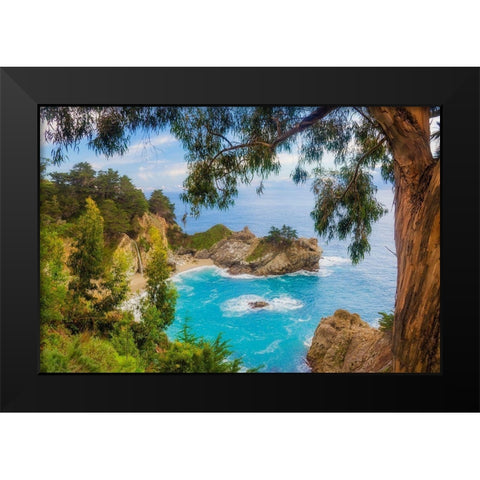 McWay Falls-Julia Pfeiffer Burns State Park-Big Sur-California-USA Black Modern Wood Framed Art Print by Miller, Anna
