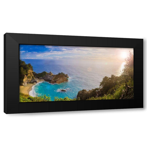 Sunset-McWay Falls-Julia Pfeiffer Burns State Park-Big Sur-California-USA Black Modern Wood Framed Art Print with Double Matting by Miller, Anna