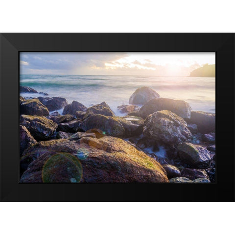 Sunset on Muir Beach-Marin County-California-USA Black Modern Wood Framed Art Print by Miller, Anna