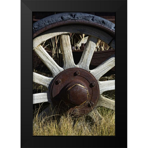 California, Bodie state Historic Park, Old wheel Black Modern Wood Framed Art Print by Kirkland, Dennis
