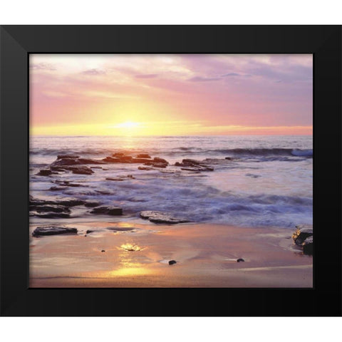 CA, San Diego Sunset Cliffs beach at sunset Black Modern Wood Framed Art Print by Talbot Frank, Christopher