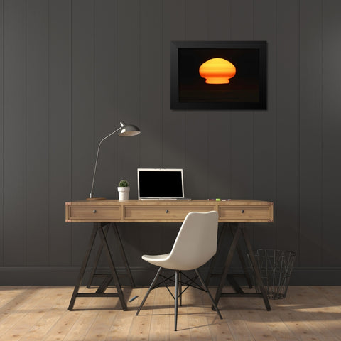 CA, La Jolla Sun at sunset distorts shape Black Modern Wood Framed Art Print by Morris, Arthur