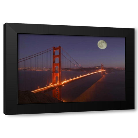 CA, Marin Moonrise above the Golden Gate Bridge Black Modern Wood Framed Art Print by Anon, Josh