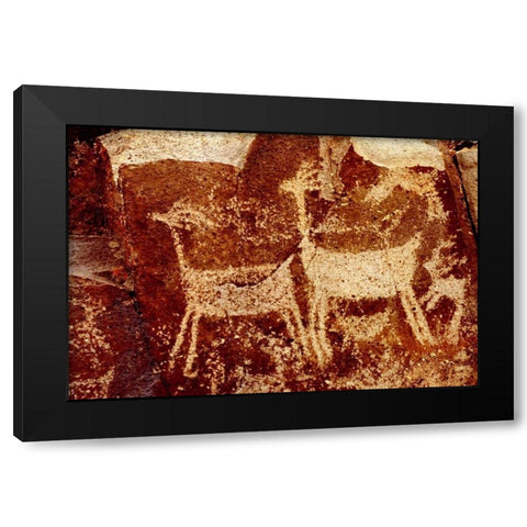 California, Little Petroglyph Canyon Petroglyphs Black Modern Wood Framed Art Print by Welling, Dave